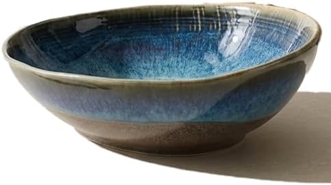 SHENGTIAN 7.9-Inch Blue Reactive Glaze Ceramic Catchall Bowl, Key Dish by SunshineDecor