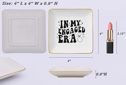 NZY Engagement Gift for Newly Engaged Bride,woman,Bridal Shower Gifts,Bachelorette Present for Bride,Best Friend,Fiance,Future Mrs,Ceramic Jewelry Tray Trinket Holder Ring Dish-In My Engaged Era - Image 5