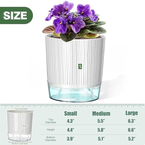 Self Watering Pots for Indoor Plants, 4 Inch Self Watering Flower Pots - Image 2