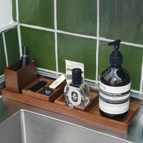 Wood Vanity Tray Set, 6-Piece Countertop Organizer for Small Items - Image 3