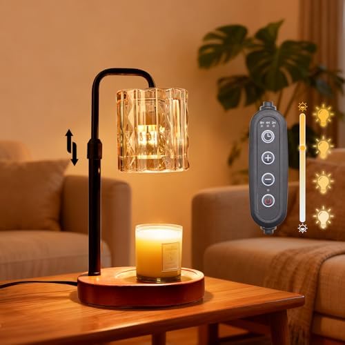 Candle Warmer Lamp with Timer and Dimmer 4-Level Dimmable Flower Light Heat Lamp for Jar Candles Adjustable Height Modern Cute Home Decor for Living Room Bedroom(Gold-Square) by Unknown