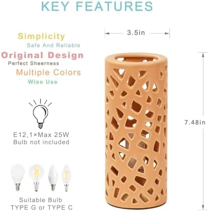 Nave Small Modern Terracotta Ceramic Table Lamp, Kids Night Nursery Table Lamp, 3.14H7.48IN, Bulb Excluded, Terracotta Carving Bird Nest - Image 5