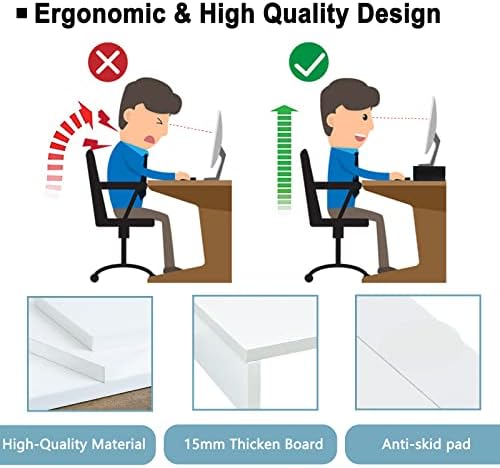 TEAMIX 20 inch White Monitor Stand Riser, Wood Desktop Computer Stand - Image 7
