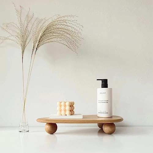 Wood Riser for Display, Wooden Pedestal Stand for Decor, Wood Display Tray for Candles Plants Bottles Vases Soap Dispenser by DEAMACE