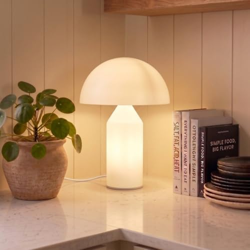 Brightech Venus Glass - 14" Contemporary Table Lamp with Glass Shade and Body - Unique Mushroom Table Lamp - Dimmable LED Light Bulbs for Bedroom Reading, Great Décor for Living Rooms, Offices - Image 6