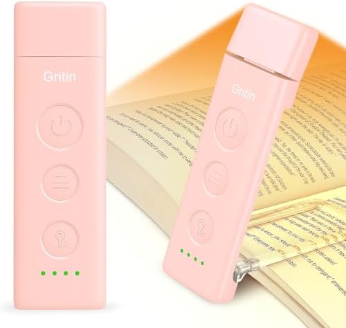 Gritin Book Light Rechargeable, Clip on LED Reading Light for Books in Bed by Gritin