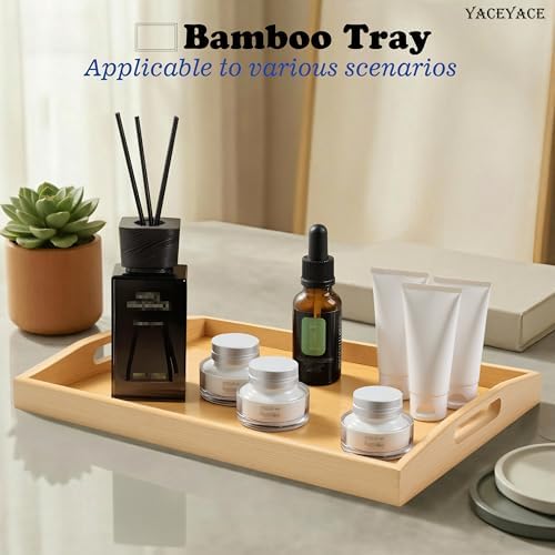 Serving Trays for Home Decor, 15.7"x11.4"x2" Medium Bamboo - Image 5