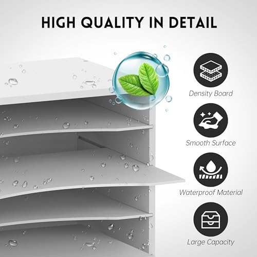 5 Tier Wood Desk Organizer, Mail Sorter and Paper Organizer for Desk, White - Image 5