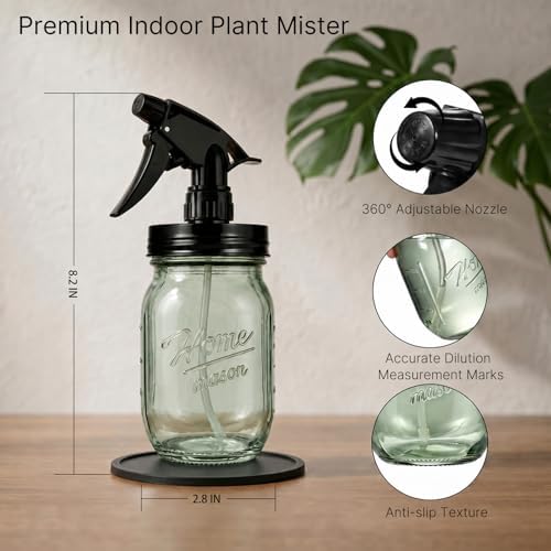 Glass Plant Mister Bottle, 16 oz Mason Jar Sprayer, Green - Image 2