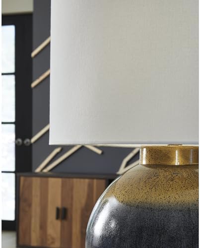 Signature Design by Ashley Table Lamp, Retro Blue with Gold Base - Image 5