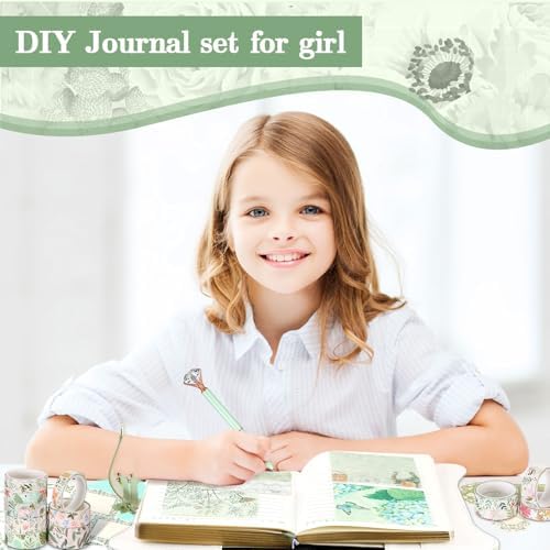 Janlaugh DIY Journal Diary with Lock Pack Scrapbook Kit, Light Green, Fresh - Image 6