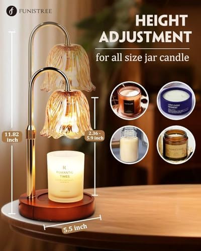 Funistree Candle Warmer Lamp, Gold Candle Lamp Warmer with Timer & Dimmer with 2 Bulbs, Christmas Birthday Gifts for Women Mom Her, House Warming Gift New Home Bedroom Decor, Height Adjustable - Image 2
