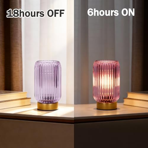 MJ PREMIER Battery Operated Lamp, Small Cordless Lamp with Timer, Purple - Image 4