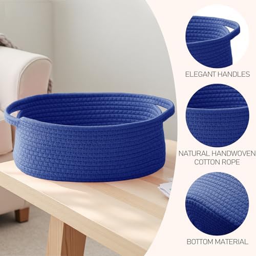 JMvicyroam Small Woven Basket, Empty Gift Basket, Navy Blue/1 Pack - Image 3