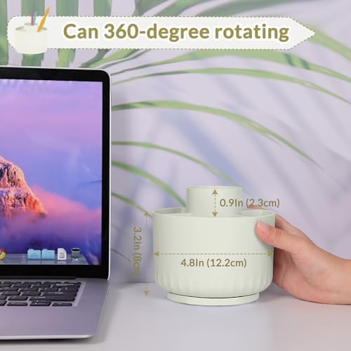 SKYDUE 360 Degree Rotating Desk Organizer, Small Dual-Purpose Pencil Pen Holder for Desk, Rotating Pencil Cup with 5 Slots, Office Supplies, Desk Decor for Office, School, Home - Image 2