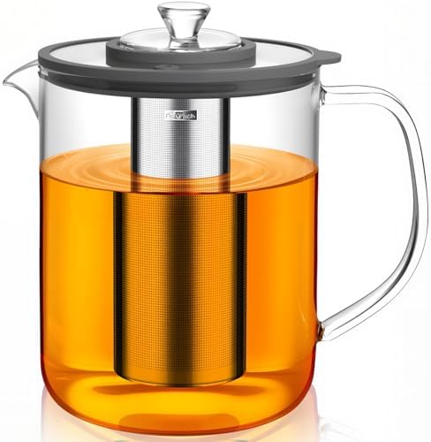 Aquach 85oz Glass Tea Pot with Infuser, Stovetop Safe Borosilicate Teapot by Aquach