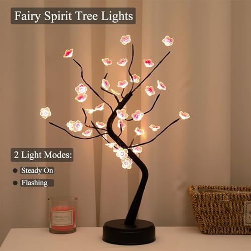PXBNIUYA 36 LED Cherry Blossom Sparkly Fairy Spirit Tree Lights Warm White - Image 4