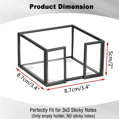 BTSKY Metal Glass Sticky Note Holder for 3x3 Inch Sticky Notes - Image 3