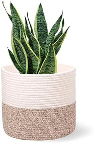 Planter Baskets for Indoor 11" Cotton Rope 11"x11"Khaki by Oradrem