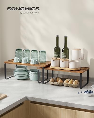 SONGMICS Cabinet Organizer Shelf, Set of 2 Spice Rack, Kitchen Storage - Image 2
