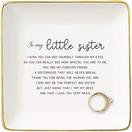 NZY to My Little Sisters Gift from Big Sis-Funny Present for Little Sis,Lit Sister-in-Law Present-New Year Thanksgiving Birthday Christmas Gift-Jewelry Tray Trinket Holder Ring Dish by NZY