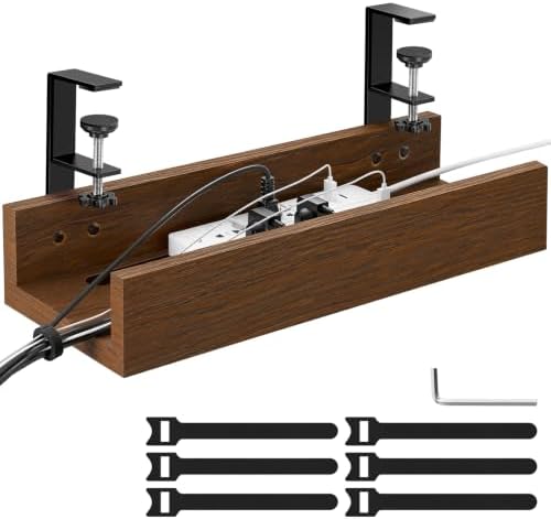 NiHome Under Desk Cable Management Tray, Wood Cord Organizer, No-Drill by NiHome
