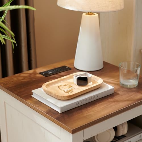 Bamboo Vanity Tray, Bathroom Counter Tray, Toilet Paper Basket Storage for Toilet Tank, Bathroom, Kitchen Counter 7.8 x 5.1 x 0.8 inch - Image 3