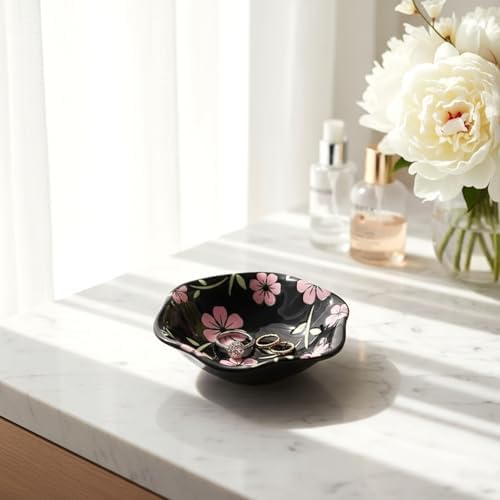 Small Flower Ring Dish Jewelry Tray Organizer, Black - Image 4