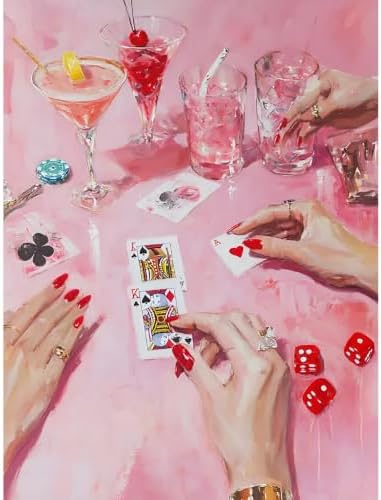 Pink Poker Diamond Art Kits for Adults Diamond Painting Kit for Beginner by KICHANG