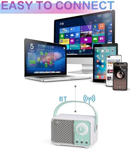 Dosmix Retro Bluetooth Speaker,Vintage Decor,Wireless Cyan Green - Image 6