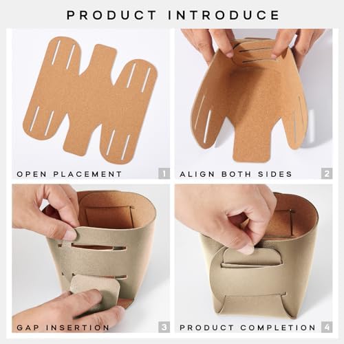 HOMIEAZICOZI 2-Pack Cork Leather Desk Accessories Storage - Pencil Pen Holder - Makeup Brush Holder Organizer - Stylish Addition to Home Decor (Champagne Gold) - Image 6