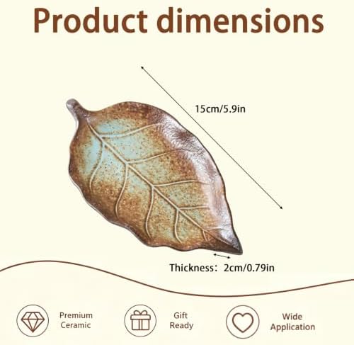 Ceramic Leaf Jewelry Dish,5.9in Jewelry Tray,Ring Holder Dish(Brown) - Image 4