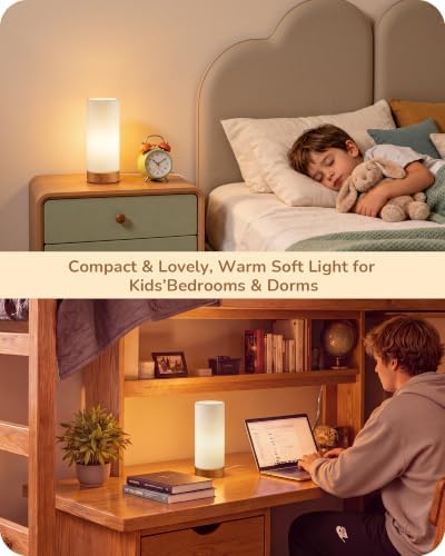 EDISHINE 9.85" Glass Table Lamp, Rosewood Color Wood Base, Easy Assembly - Image 6