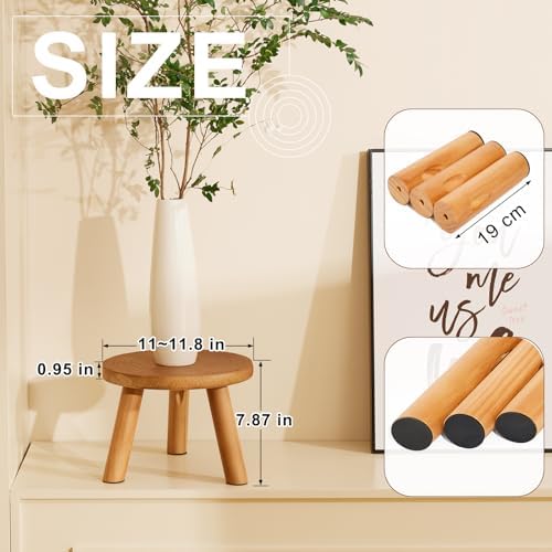 2 Pcs Plant Stand Indoor,11-12" Wood Plant Stand Holder with Growth Ring - Image 2