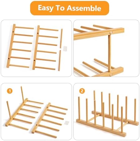 HBlife Desk File Organizer 1 Pack Bamboo 5 Section Vertical File Sorter - Image 3