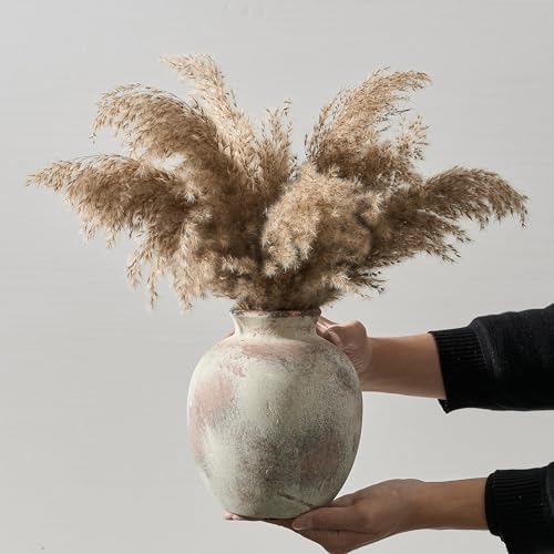 SIDUCAL Ceramic Decorative Flower Vase | 7.48 Inch Pottery Rustic Farmhouse Boho Vase for Home Decor, Table, Living Room, Bathroom, Coffee Desk, Shelf, Mantel Decoration, Wedding, Terra - Image 6