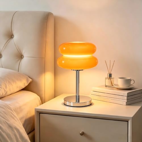 Senzoy Double-Layer Tart Night Light, Glass Mushroom Table Lamp, Orange by Unknown