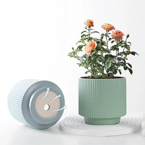 Ceramic 4.9+6.3 inch Planters, Modern Home and Office Flowerpot, Indoor and Outdoor Flowerpot with Drainage Hole (Grayish Blue) - Image 3