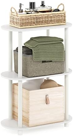 Furinno Turn-N-Tube No Tools 3-Tier Modern Oval Side Display Rack, White/Virgin White by Furinno-FitsYourSpaceFitsYourBudget