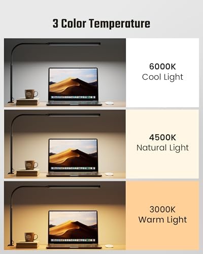 SUPERDANNY Eye-Caring LED Desk Lamp Work Lamp Office Lamp with Side Clamp - Image 5