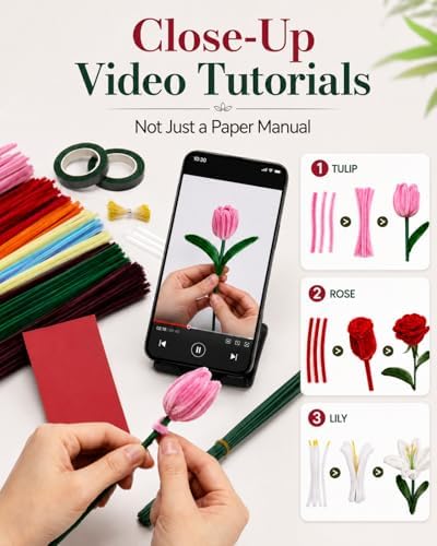 Anpyxun Pipe Cleaner Flower Kit, 600-Piece Chenille Stems for Adults - Image 3