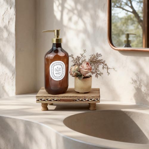 Bathroom Tray Pedestal Stand, Waterproof Wood Riser for Bathroom Counter - Image 4