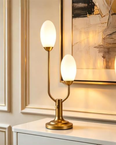 Lightdot Mid Century Modern Table Lamp Vintage Gold Dimmable Plug in by LightdotLighting
