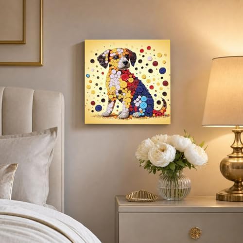 Framed Button Art Kit 11.8" DIY Mosaic Craft for Adults(Dog) - Image 2