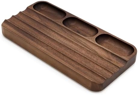 Horizontal Pen Holder,Acacia Wood Pen Tray,Desktop Pen Display,Walnut Desk Tray,Paperclip Headphones Eraser Office Stationery Storage,Brown by LITAITAI