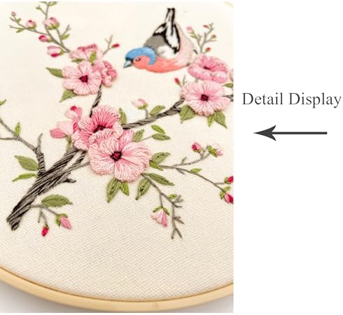 Silentsea Bird & Pink Blossoms Embroidery Kit – All-Inclusive DIY Cross Stitch Set with Pre-Printed Fabric, Threads, Needle, and Hoop for Adults – Perfect for Craft Lovers & Relaxation - Image 3