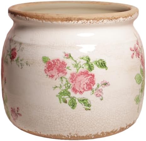 Decorative Pink Vintage Floral Pots, Ceramic Garden Pots with Drainage - Image 5