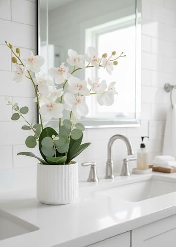 Ceramic Planter Pot with Drainage Hole, 5 Inch Dia, Indoor and Outdoor, Home Patio Garden, Plants&Flowers, Textured Round (White) - Image 2