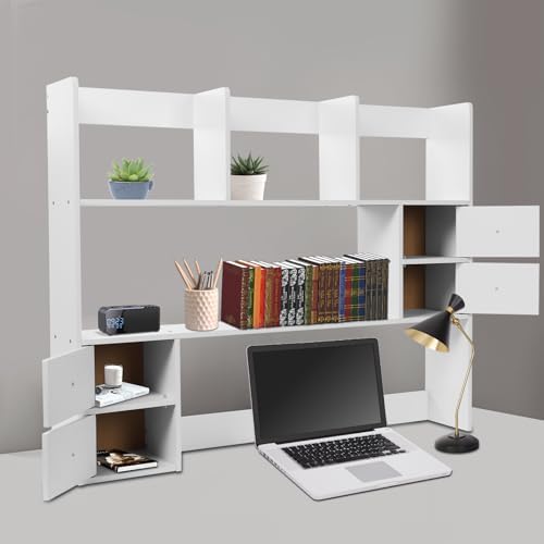 Desk Organizer with Drawers Desk Shelf Desk Hutch Tabletop Shelf with Drawers Desktop Hutch with Storage Desktop Bookshelf for Home Office Dorm Wood (39.4x6.7x31.5in) - Image 5