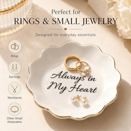 Always in My Heart Jewelry Dish, Ceramic Ring Holder, Memorial Gift for Women - Image 2